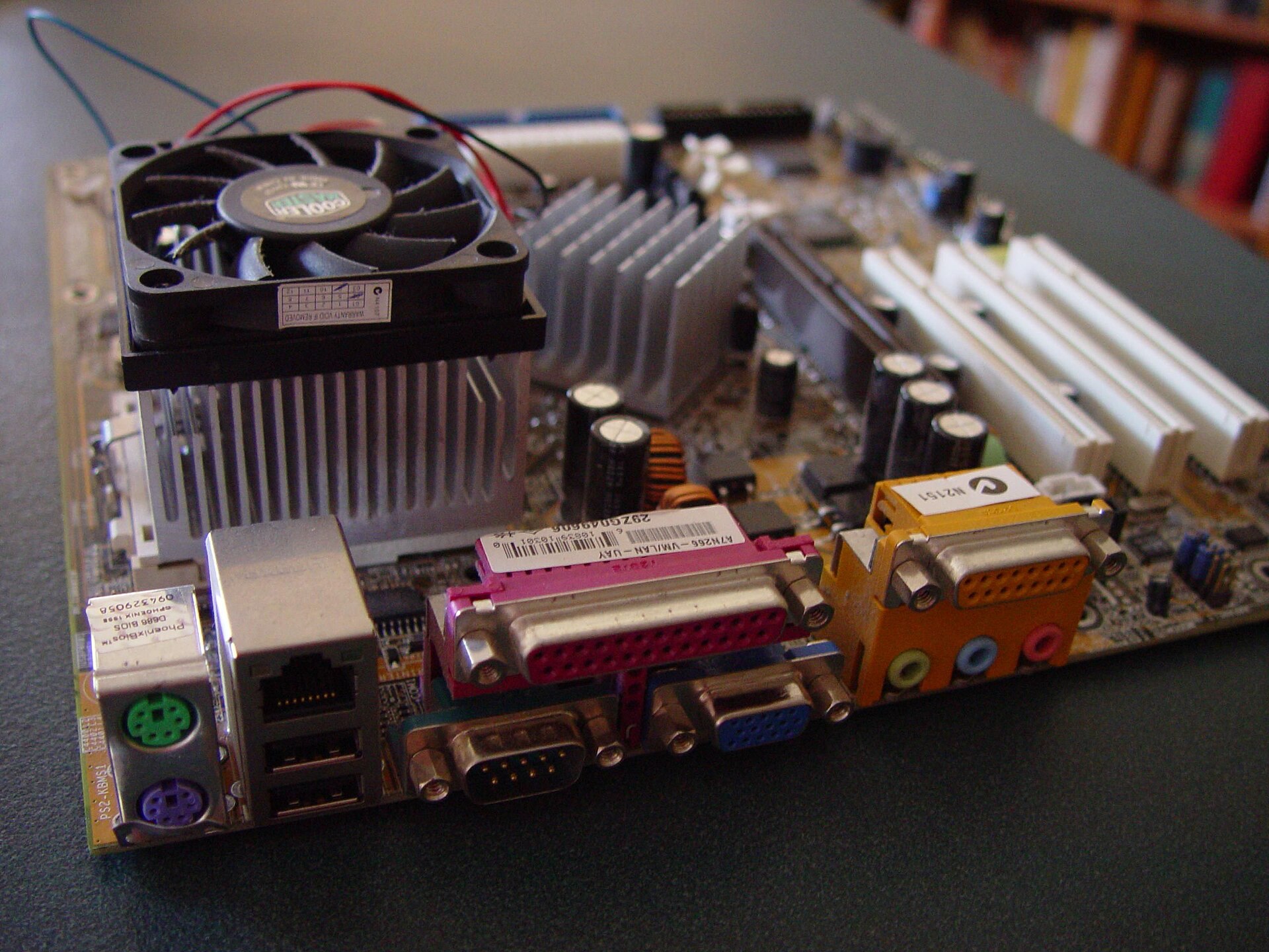 Computer motherboard with CPU fan