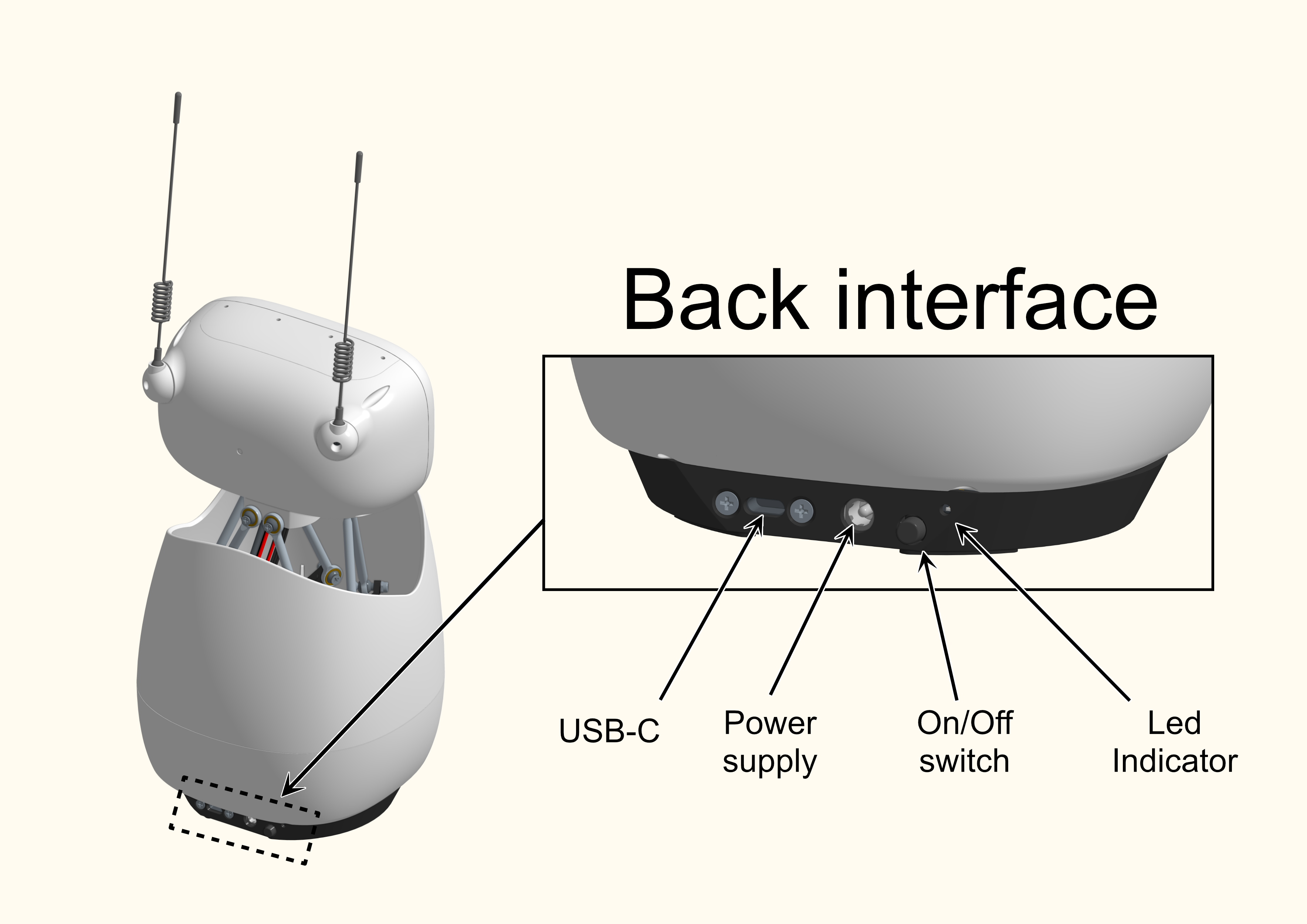Back ports of Reachy Mini